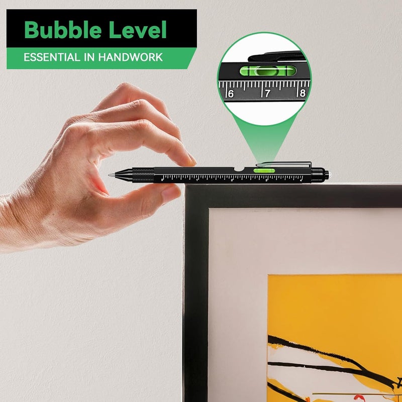 DETDLIB 9-in-1 Multitool Pen with LED Light, Stylus, Level, Screwdriver, Cool Gadget Valentines Day Gifts for Him, Men, Husband, Dad, Father, Mechanic, Women, Birthday Gifts for Men, Black - Image 5